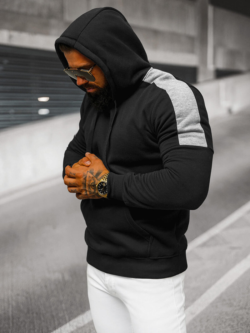 Vīriešu džemperis ar kapuci melna OZONEE JS/8B1311/3