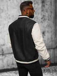 Vīriešu ādas virsjaka melni-balta OZONEE JS/11Z8112