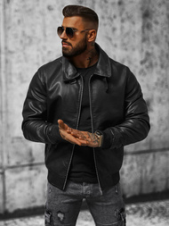 Vīriešu ādas virsjaka melna OZONEE JB/JP1178Z