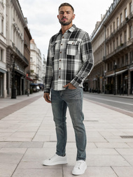 Vīriešu krekls melni-balts OZONEE NB/MC728N/3