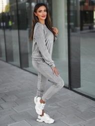 Sieviešu velūra treniņtērpa komplekts pelēks OZONEE O/8C1173/2