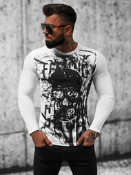 Vīriešu t-krekls ar garām piedurknēm balts OZONEE O/B257