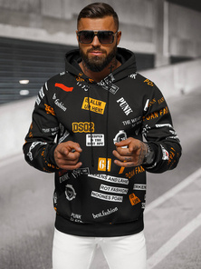 Vīriešu džemperis ar kapuci melns OZONEE JS/8B1250/3