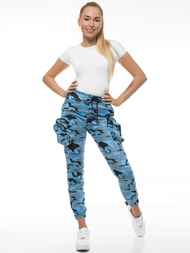 Sievietes chino jogger bikses debesu zili-melnas OZONEE O/802