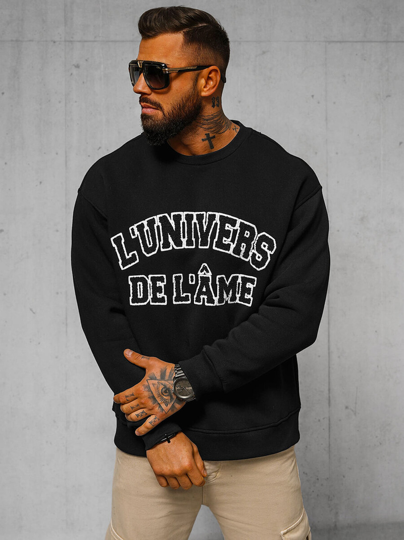 Džemperis melns OZONEE O/SWE23055