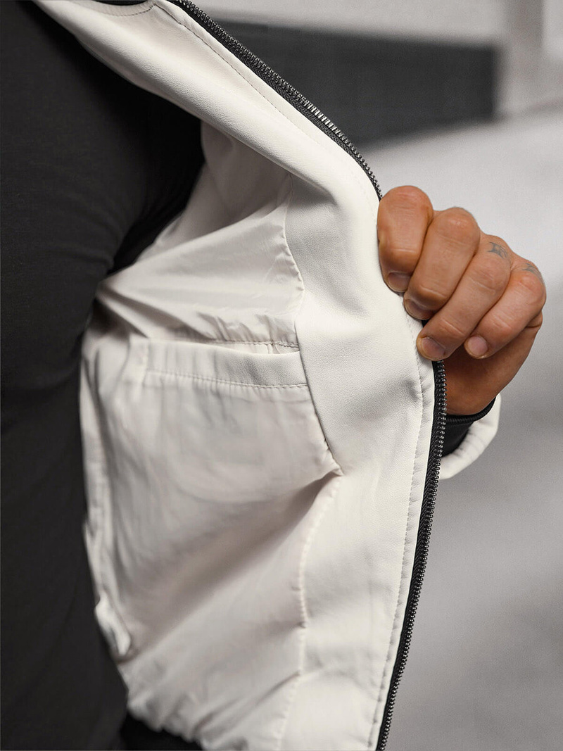 Vīriešu ādas virsjaka balta OZONEE O/88120