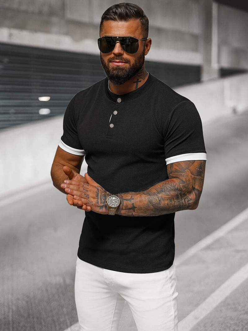 Vīriešu t-krekls melns OZONEE O/M011