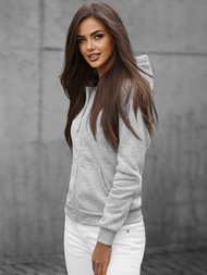 Sieviešu džemperis ar kapuci pelēks OZONEE JS/W03Z