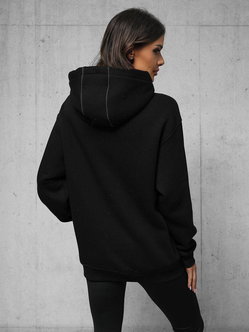 Džemperis ar kapuci melna OZONEE O/SWE23013