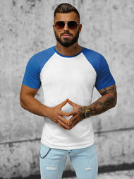 Vīriešu t-krekls balti-debesu zili OZONEE JS/8T82/16Z