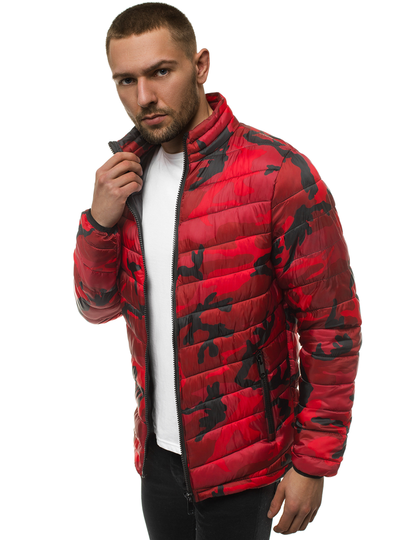 Vīriešu pārejas virsjaka sarkana-kamuflāža OZONEE JS/SM80Z