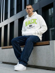 Vīriešu džemperis ar kapuci balta OZONEE O/TT30513Z