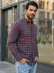 Vīriešu krekls bordosarkana OZONEE V/V176Z