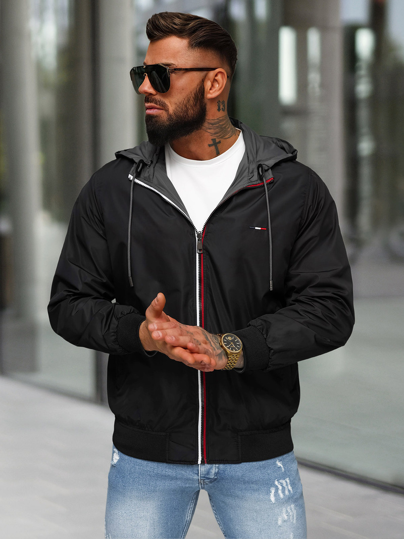 Vīriešu divpusēja virsjaka pelēka OZONEE JS/16M9207/92