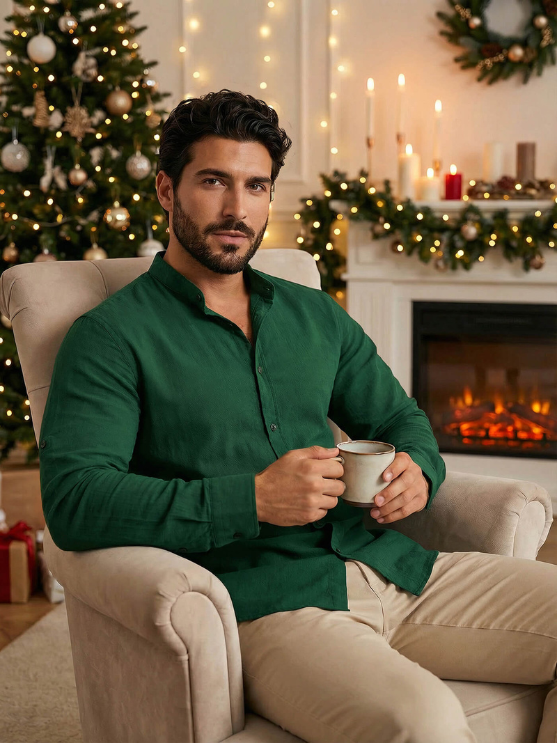 Vīriešu krekls zaļa OZONEE O/V78Z