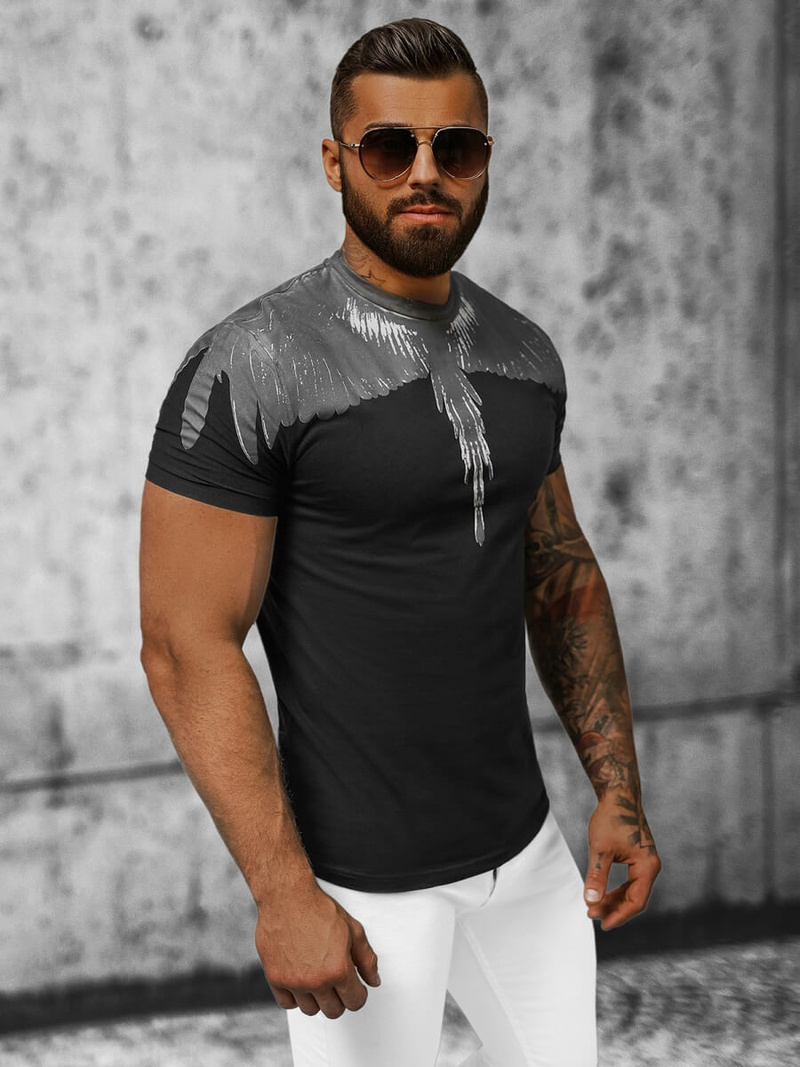 Vīriešu t-krekls melns OZONEE NB/MT3022