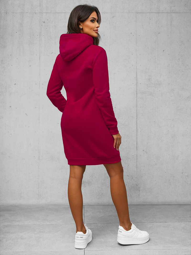 Sieviešu džemperis ar kapuci bordosarkans OZONEE JS/YS10005/21Z