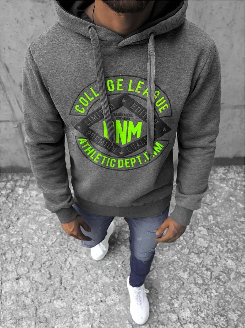 Vīriešu džemperis ar kapuci grafīta OZONEE JS/Y10065