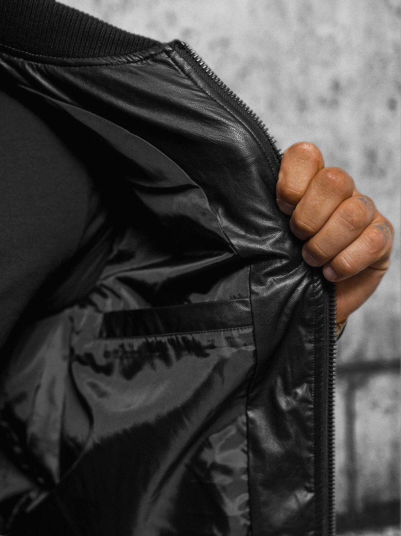 Vīriešu ādas virsjaka melna OZONEE O/11Z8099