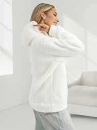 Sieviešu džemperis ar kapuci balts OZONEE JS/HH192/1