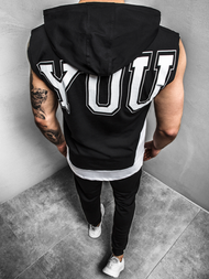 Vīriešu T-krekls ar kapuci melns OZONEE B/60042Z