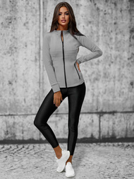 Sieviešu džemperis ar rāvējslēdzēju pelēks OZONEE JS/HD151/3Z