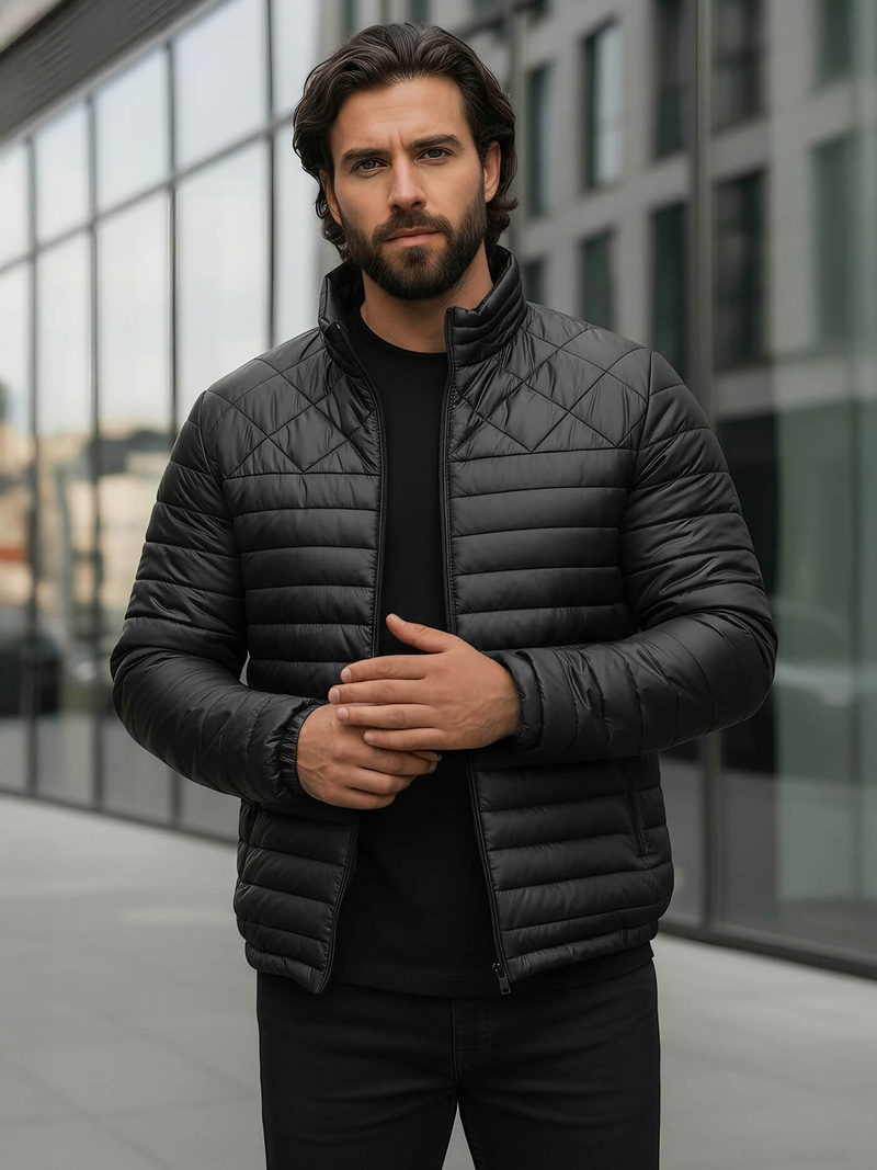 Vīriešu jaka melna OZONEE JS/16M9328/392BZ