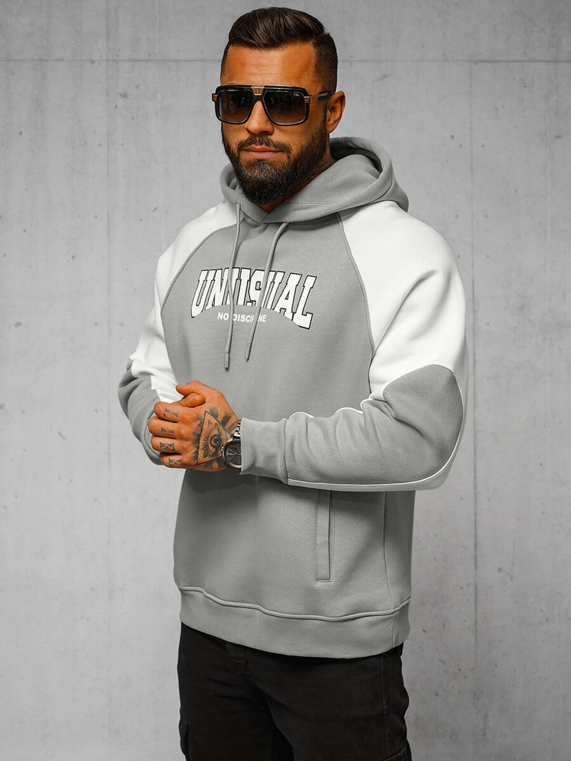 Džemperis ar kapuci pelēka OZONEE O/SWE23027Z