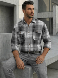 Vīriešu krekls melni-balts OZONEE NB/MC728N/4Z