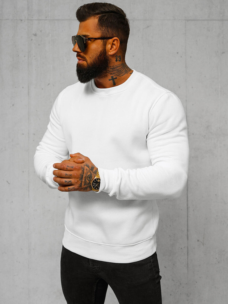 Vīriešu džemperis balts OZONEE JS/2001-10Z