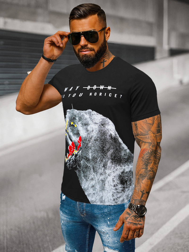 Vīriešu T-krekls Melns OZONEE O/T127/3Z