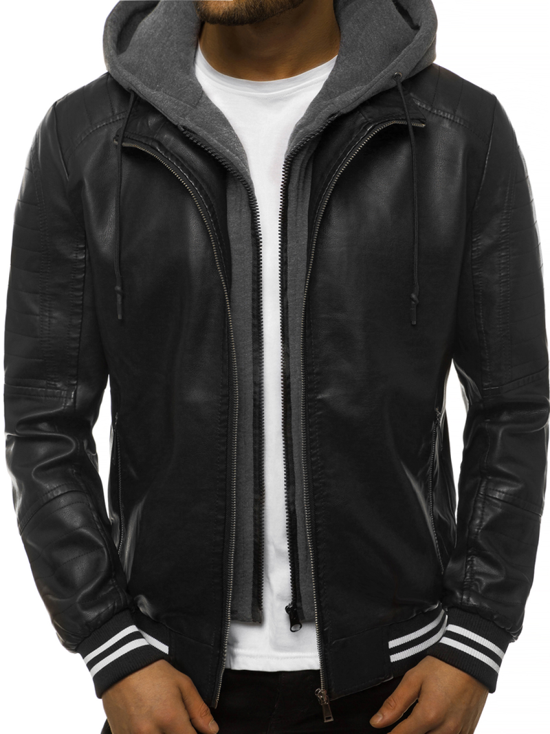 Vīriešu ādas virsjaka melna OZONEE JB/JP1133