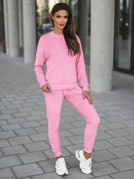 Sieviešu velūra treniņtērpa komplekts pulveris sārts OZONEE O/8C1173/38