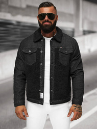 Vīriešu džinsu jaka šerpa melna OZONEE NB/MJ533NZ