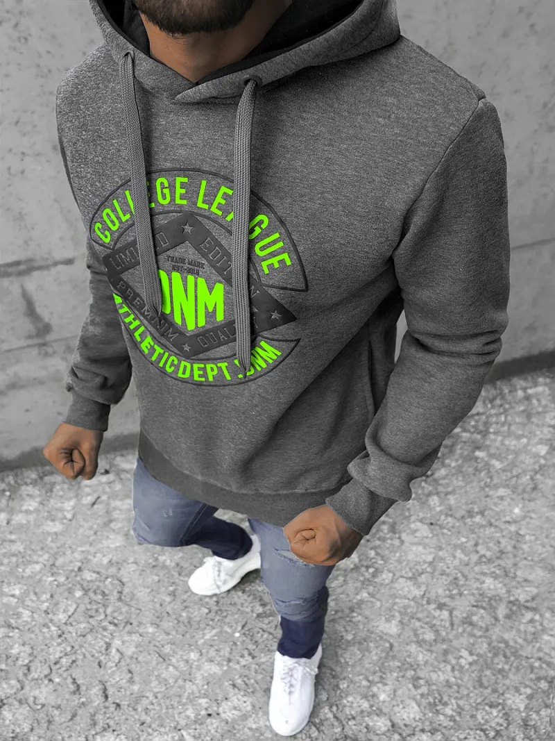 Vīriešu džemperis ar kapuci grafīta OZONEE JS/Y10065