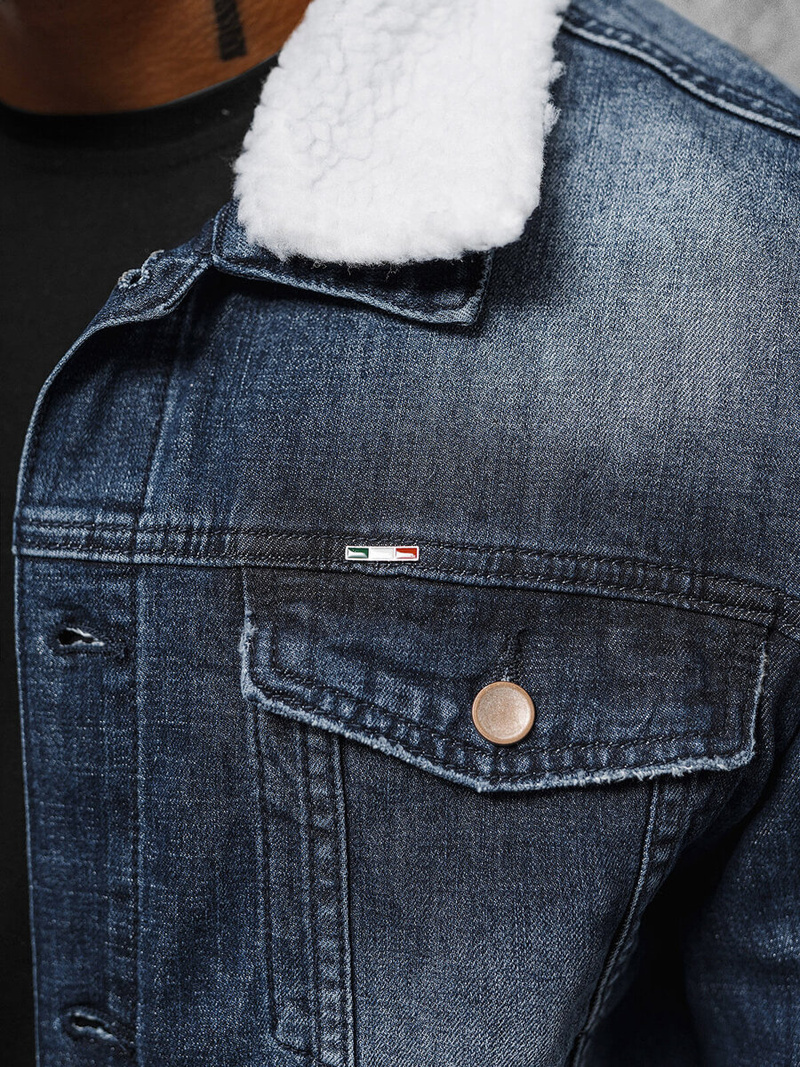 Vīriešu džinsu jaka šerpa zila OZONEE NB/MJ516BSZ