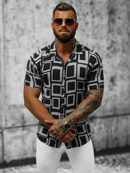 Vīriešu krekls ar īsām piedurknēm melns OZONEE E/1400/117