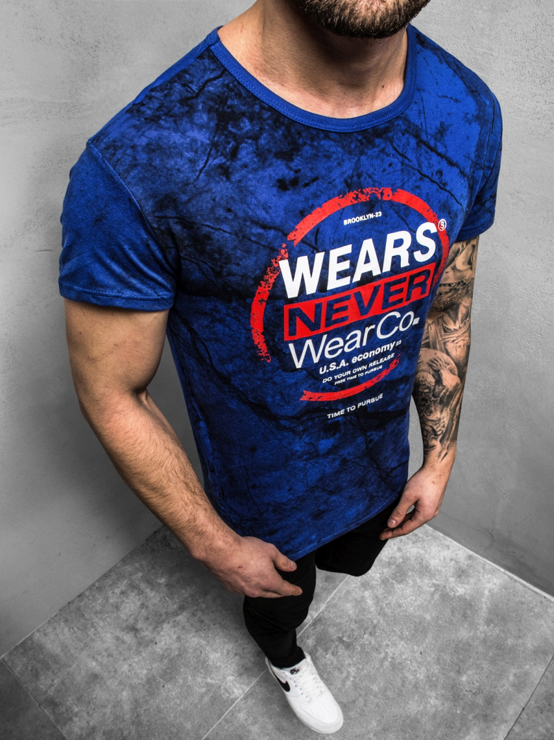 Vīriešu T-krekls debesu zils OZONEE JS/SS10925Z