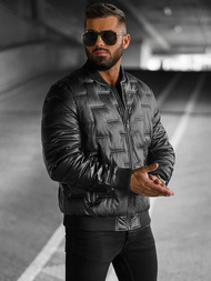 Vīriešu ādas virsjaka melna OZONEE O/11Z8099Z