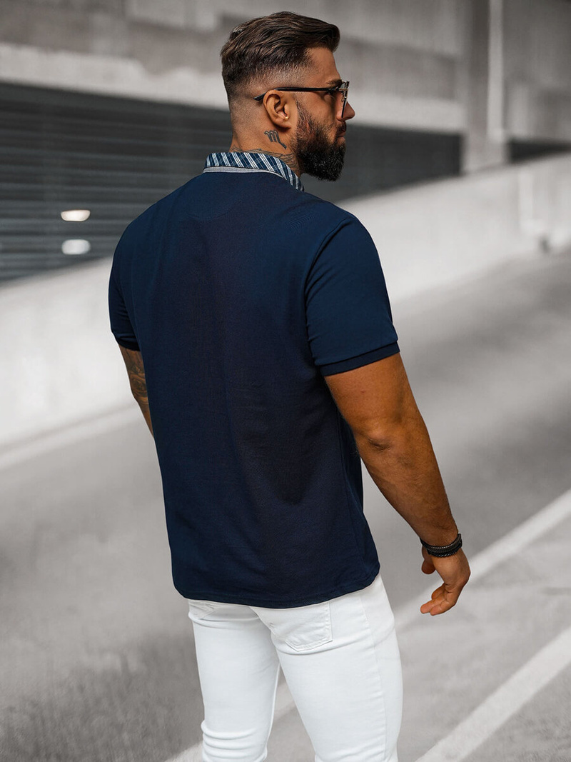 Vīriešu polo krekls tumši zila OZONEE O/DA803