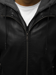 Vīriešu ādas virsjaka melna OZONEE JB/JP1133