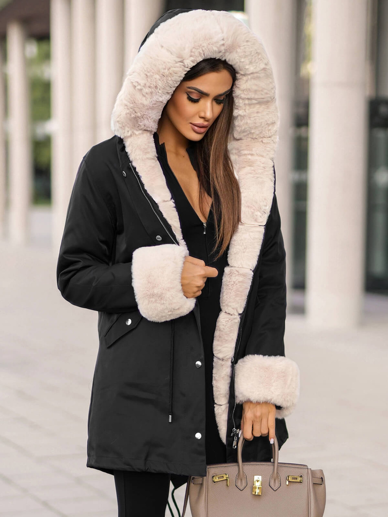 Sieviešu ziemas jaka melna OZONEE JS/M763/392Z