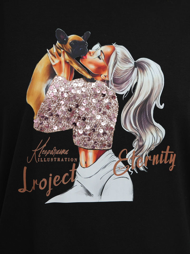 Sieviešu T-krekls Melns OZONEE JS/95T2575/3