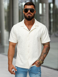 Vīriešu krekls ar īsām piedurknēm ecru OZONEE O/B2256