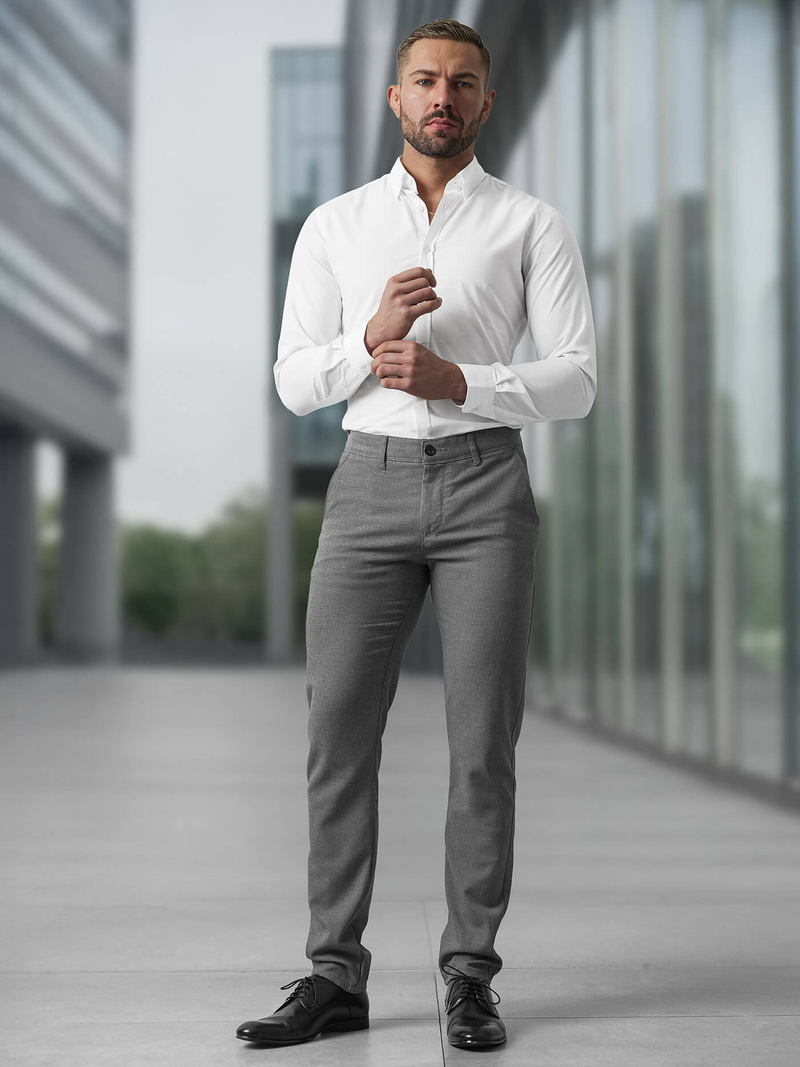 Vīriešu chino bikses tumši-pelēkas OZONEE V/6545