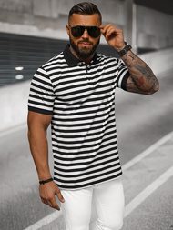 Vīriešu polo krekls balti-melna OZONEE NB/MT3110