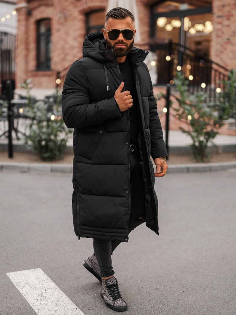 Vīriešu ziemas virsjaka melna OZONEE JS/19M1290/392