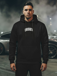 Vīriešu džemperis ar kapuci melna OZONEE JS/21B1903/3