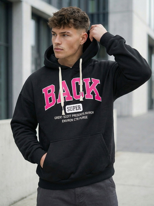 Vīriešu džemperis ar kapuci melns OZONEE O/TT30513Z