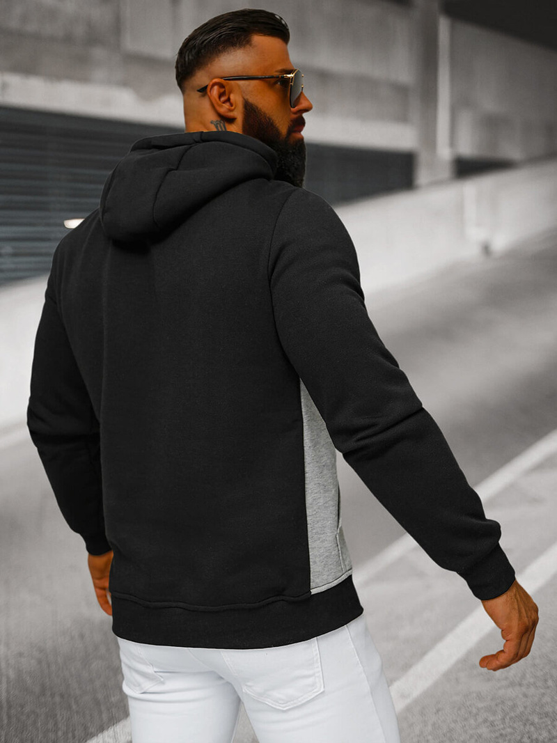 Vīriešu džemperis ar kapuci melna OZONEE JS/8B1320/3